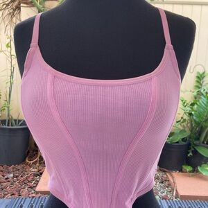 Colsie $25 Vibrant Pink Ribbed Top size M